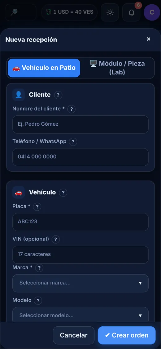 Recepción en el celular